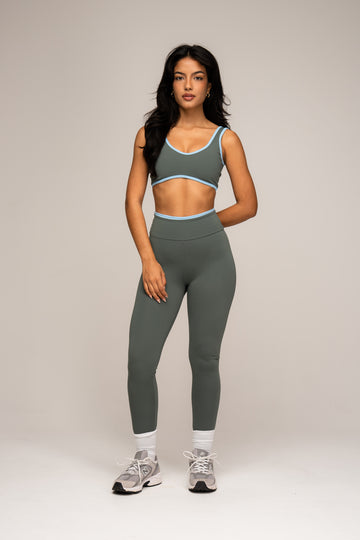 Conjunto Legging e Top Viés Cosmo Verde Acizentado