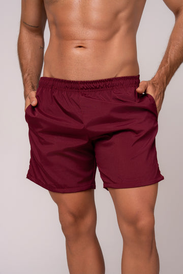 Bermuda Tactel Masculina Esportiva Bordô