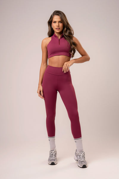 Conjunto Essentials Legging e Top Zíper Malva