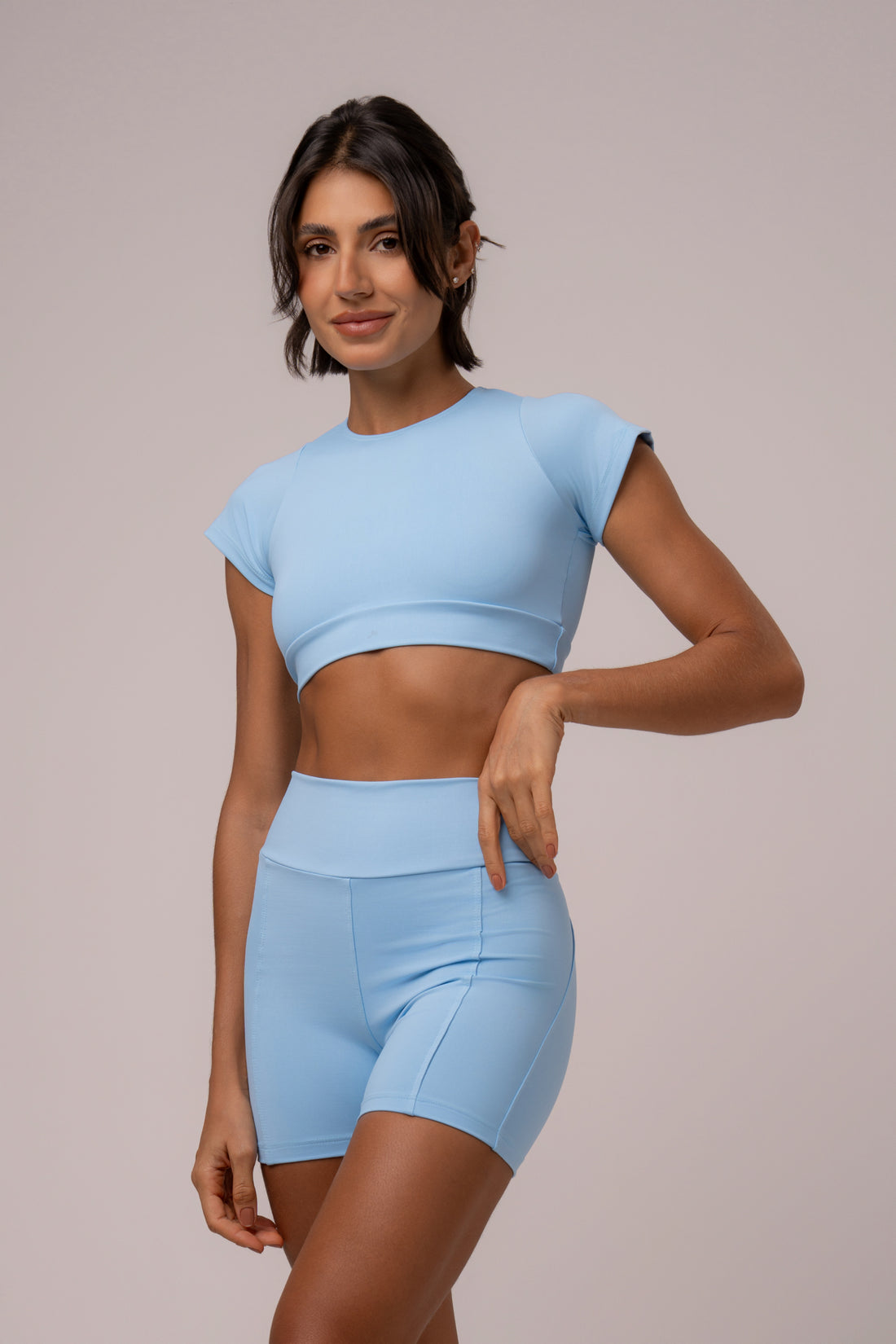 Conjunto Essentials Short e Top Manguinha Ice blue