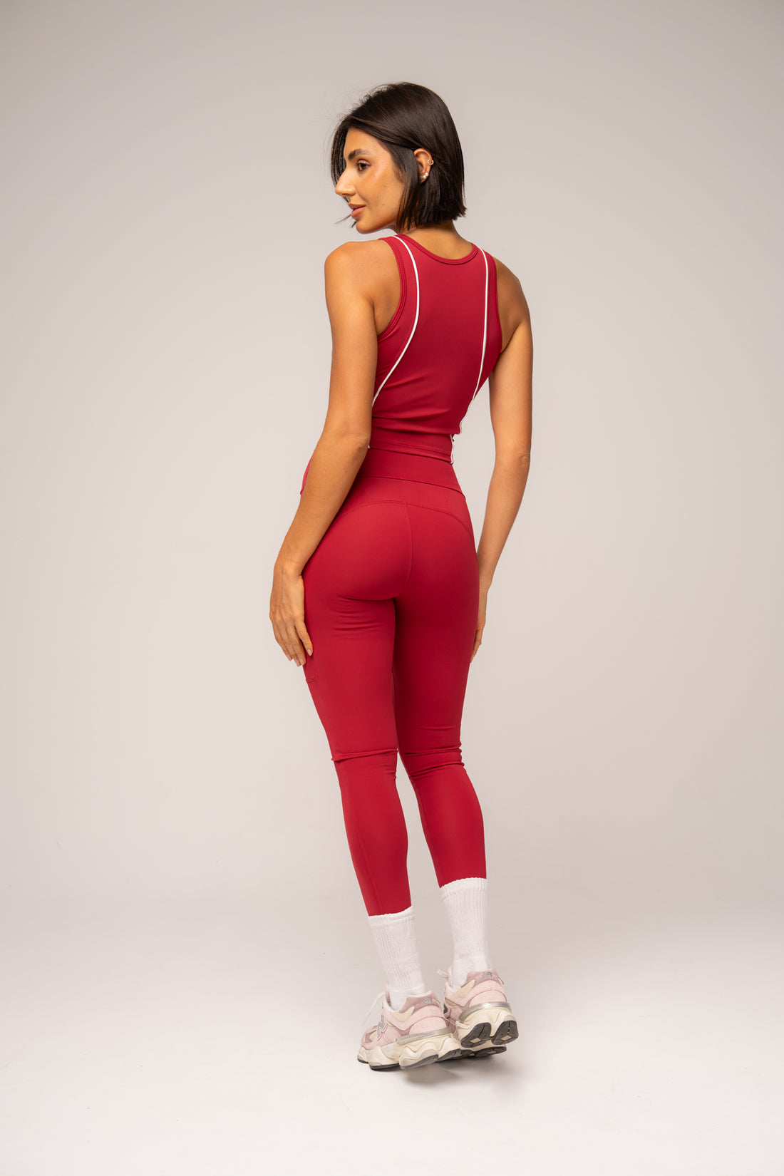 Conjunto Legging bolsos e Top Alongado Cosmo Bordô