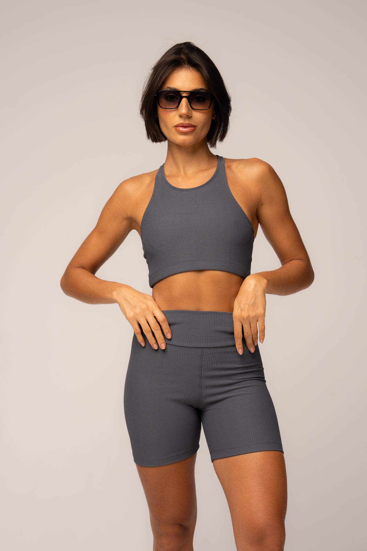 Conjunto Short e Top Nadador Flow Cinza