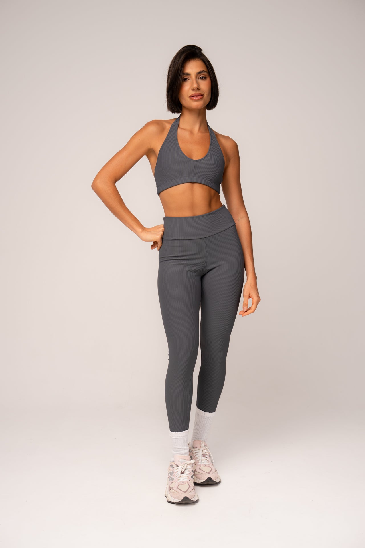 Conjunto Legging e Top Frente Única Flow Cinza