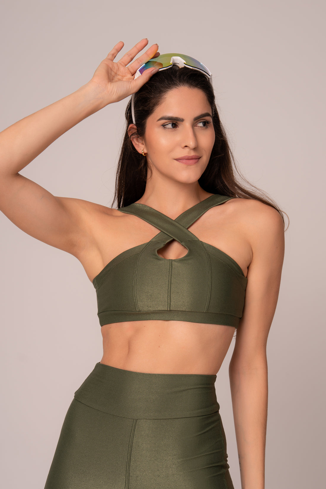 Conjunto Legging e Top Cruzado Lovers Verde Oliva