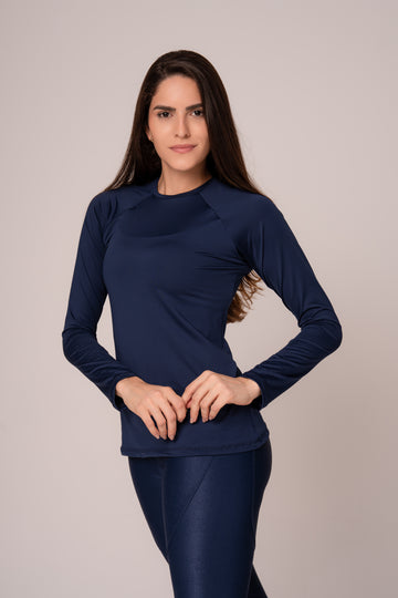 Blusa Manga Longa Soft Marinho