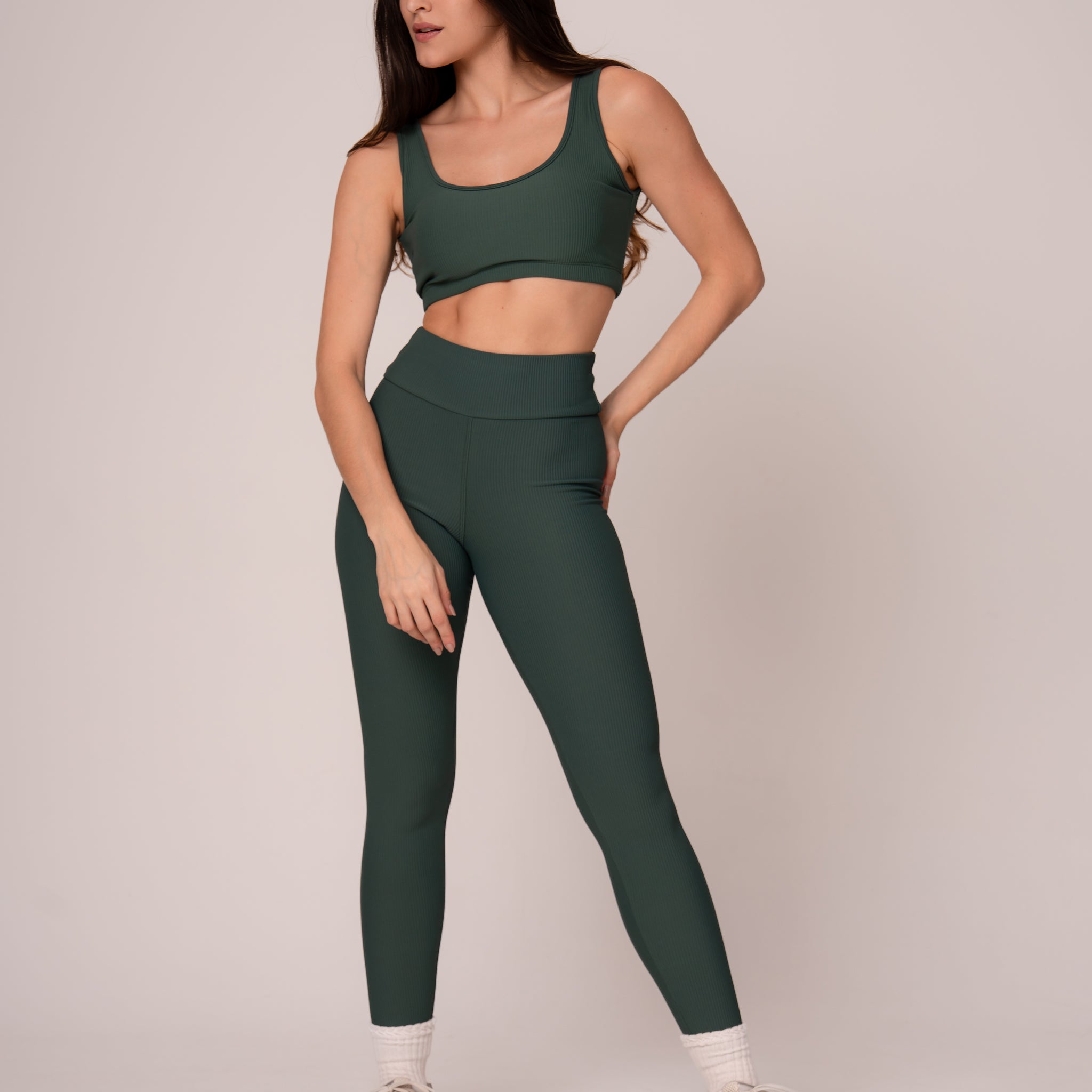 Conjunto Legging e Top Alças Retas Verde Florest Flow