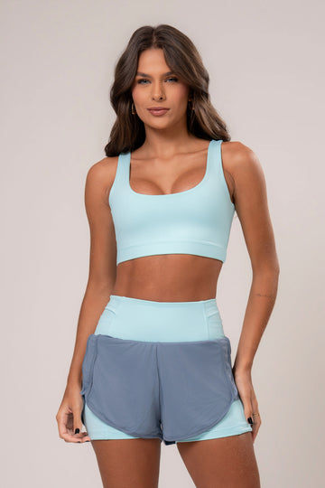 Conjunto Short Duplo e Top Soul Cosmo Azul Acqua