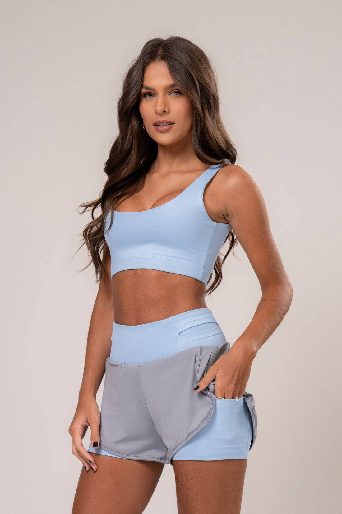 Conjunto Short Duplo e Top Soul Cosmo Azul Sereno