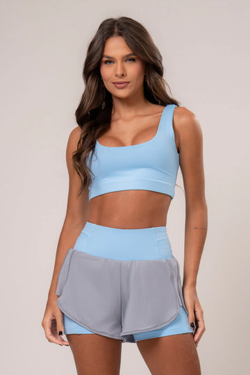 Conjunto Short Duplo e Top Soul Cosmo Azul Celeste