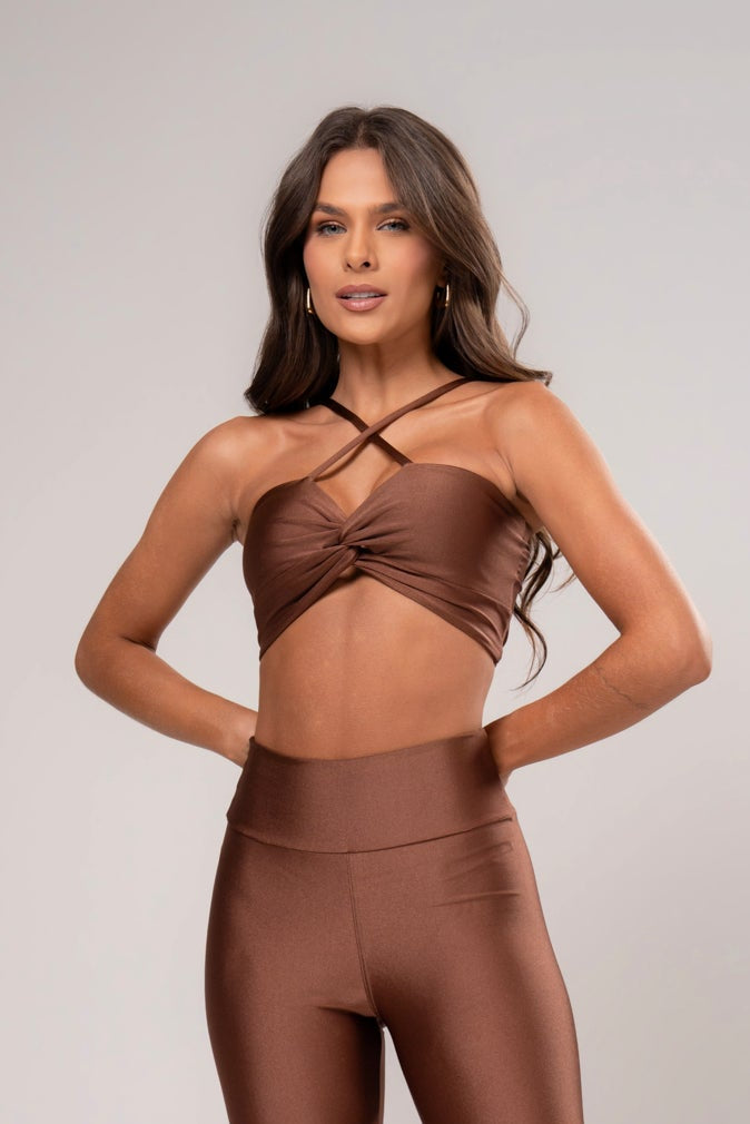 Conjunto Legging e Top Torcido Glow Cacau