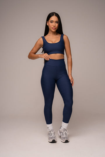 Conjunto Fitness Texturizado Legging e Top Marinho