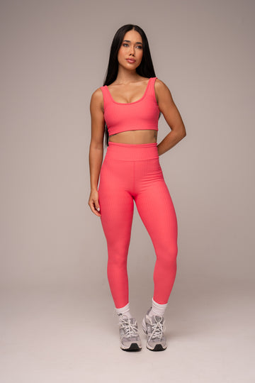 Conjunto Fitness Texturizado Legging e Top Coral