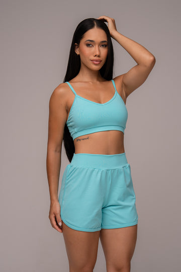 Conjunto Fitness Texturizado Short e Top Acqua