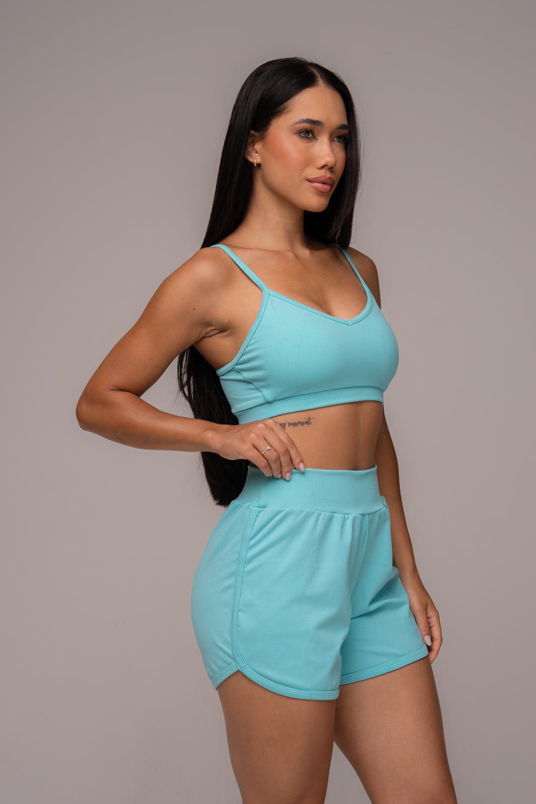 Conjunto Fitness Texturizado Short e Top Acqua