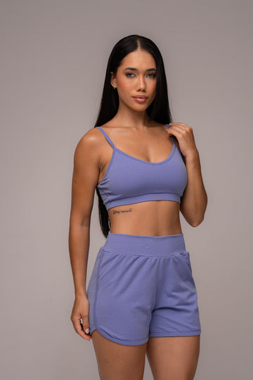 Conjunto Fitness Texturizado Short e Top Lavanda