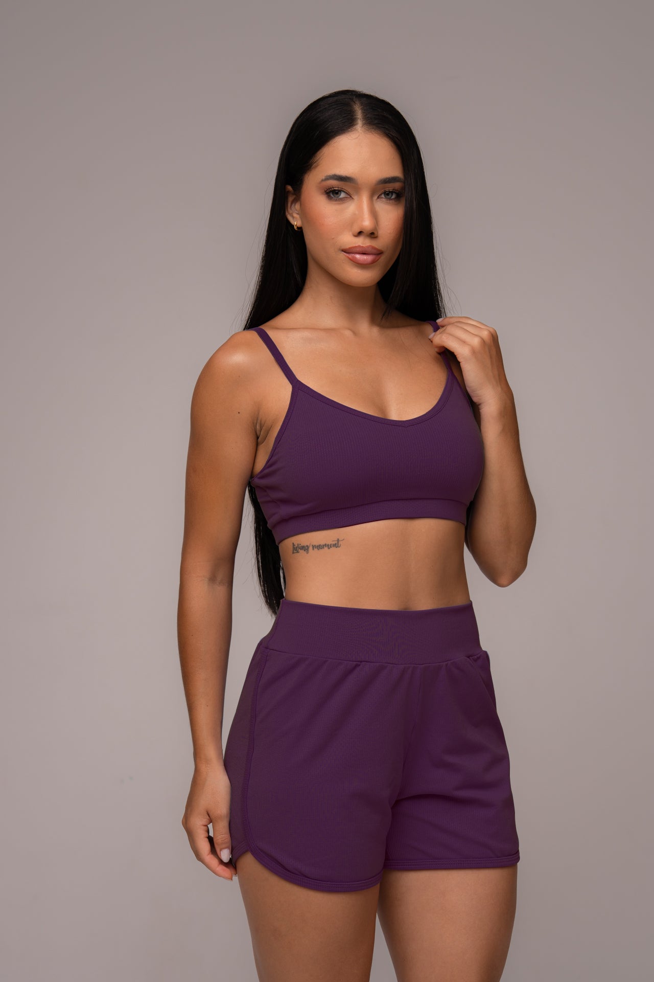 Conjunto Fitness Texturizado Short e Top Açaí