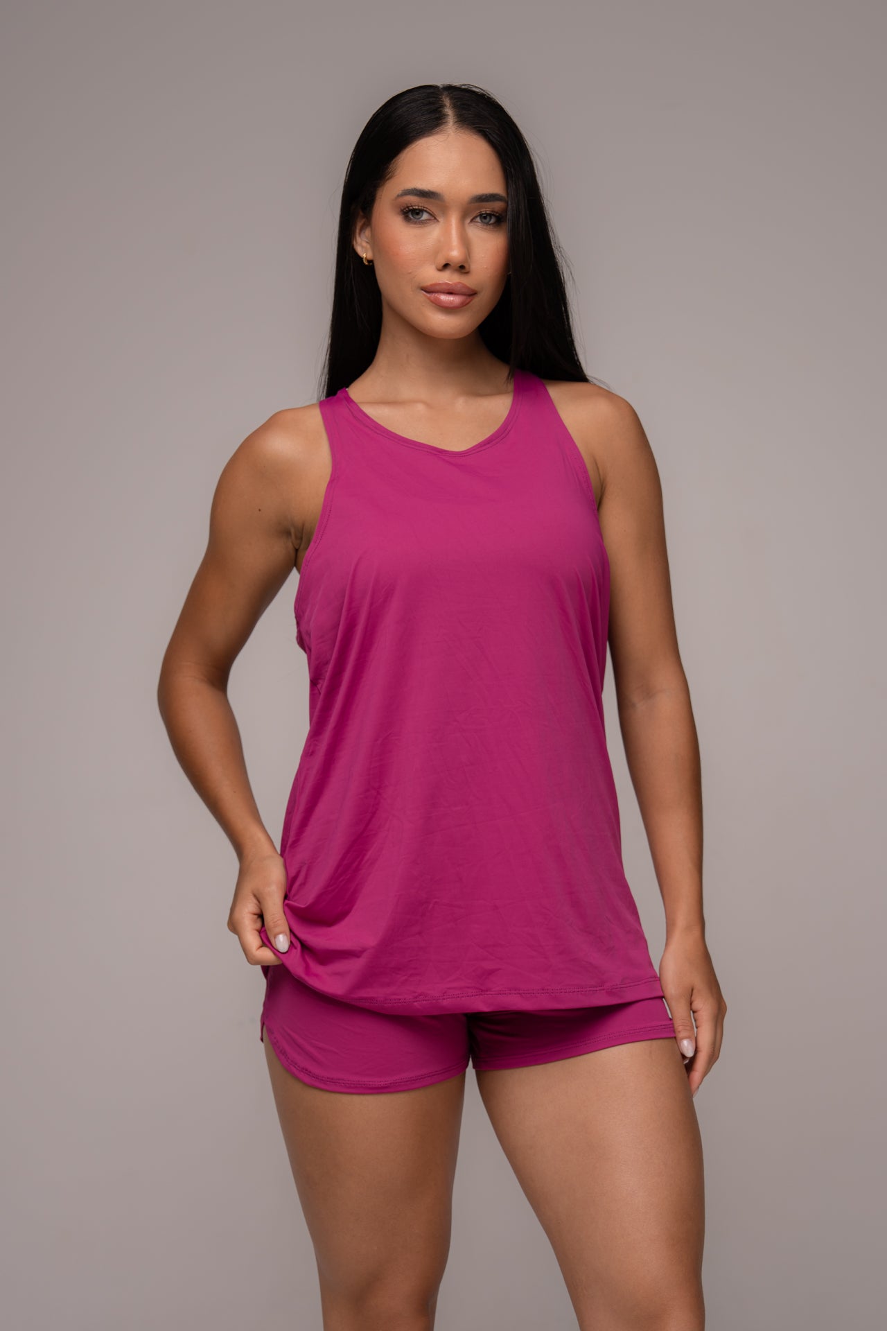 Conjunto Fitness UV Short e Regatão Malva