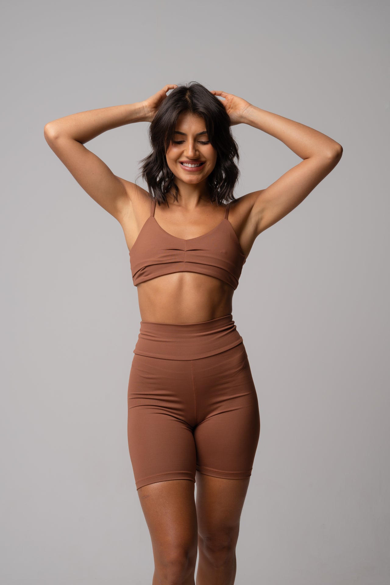 Conjunto Short e Top Fita Essentials Caramelo