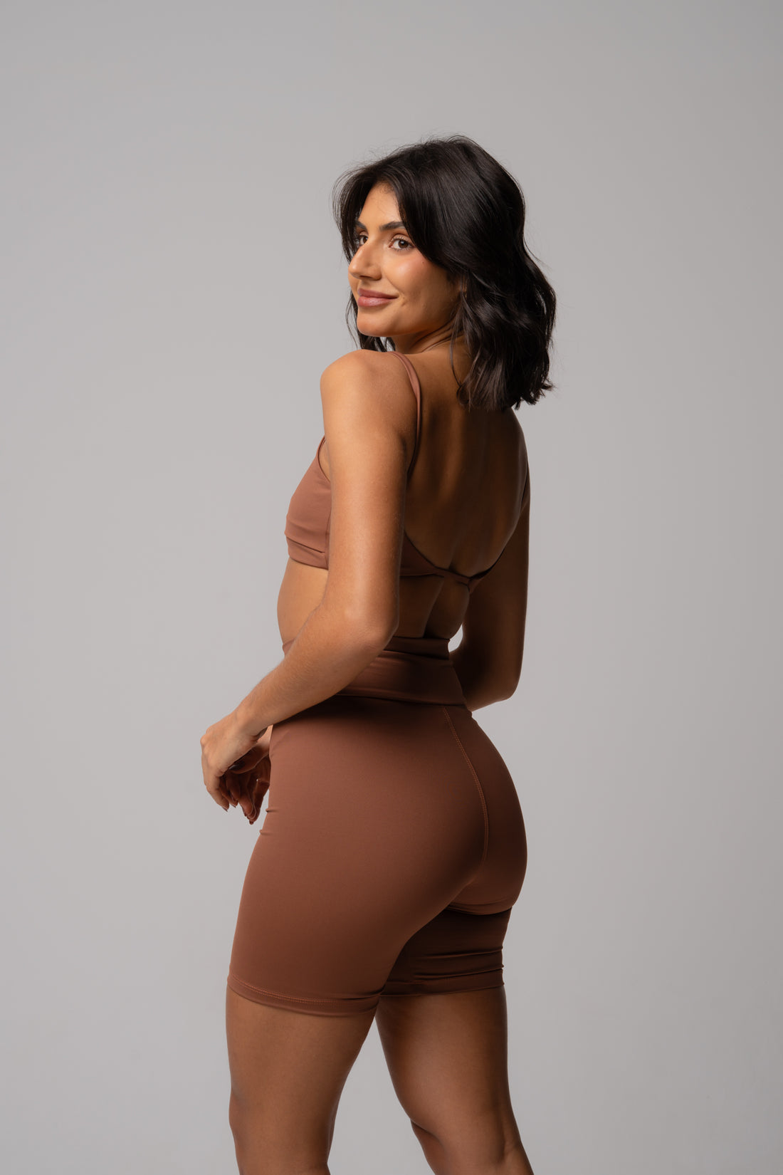 Conjunto Short e Top Fita Essentials Caramelo