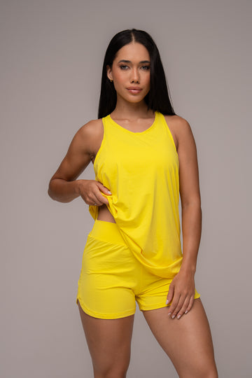 Conjunto Fitness UV Short e Regatão Amarelo