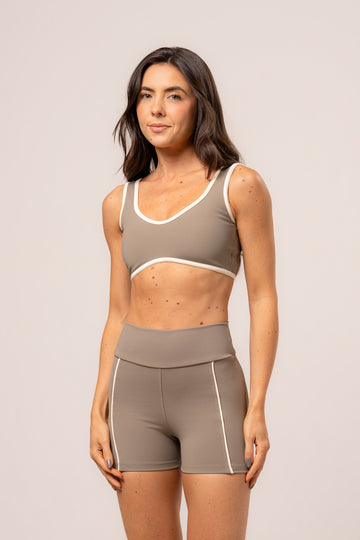 Conjunto Short e Top Viés Power Capuccino