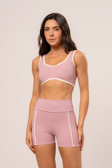 Conjunto Short e Top Viés Power Rosé