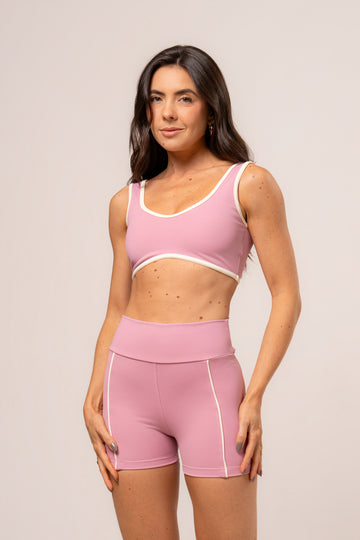 Conjunto Short e Top Viés Power Rosa Seco