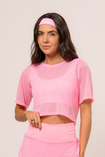 Camiseta Cropped Telinha Cosmo Icy Pink
