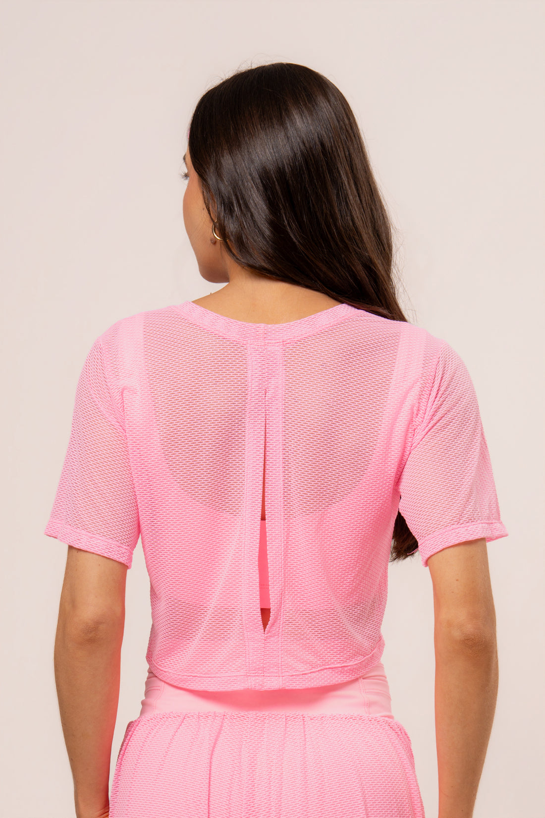 Camiseta Cropped Telinha Cosmo Icy Pink