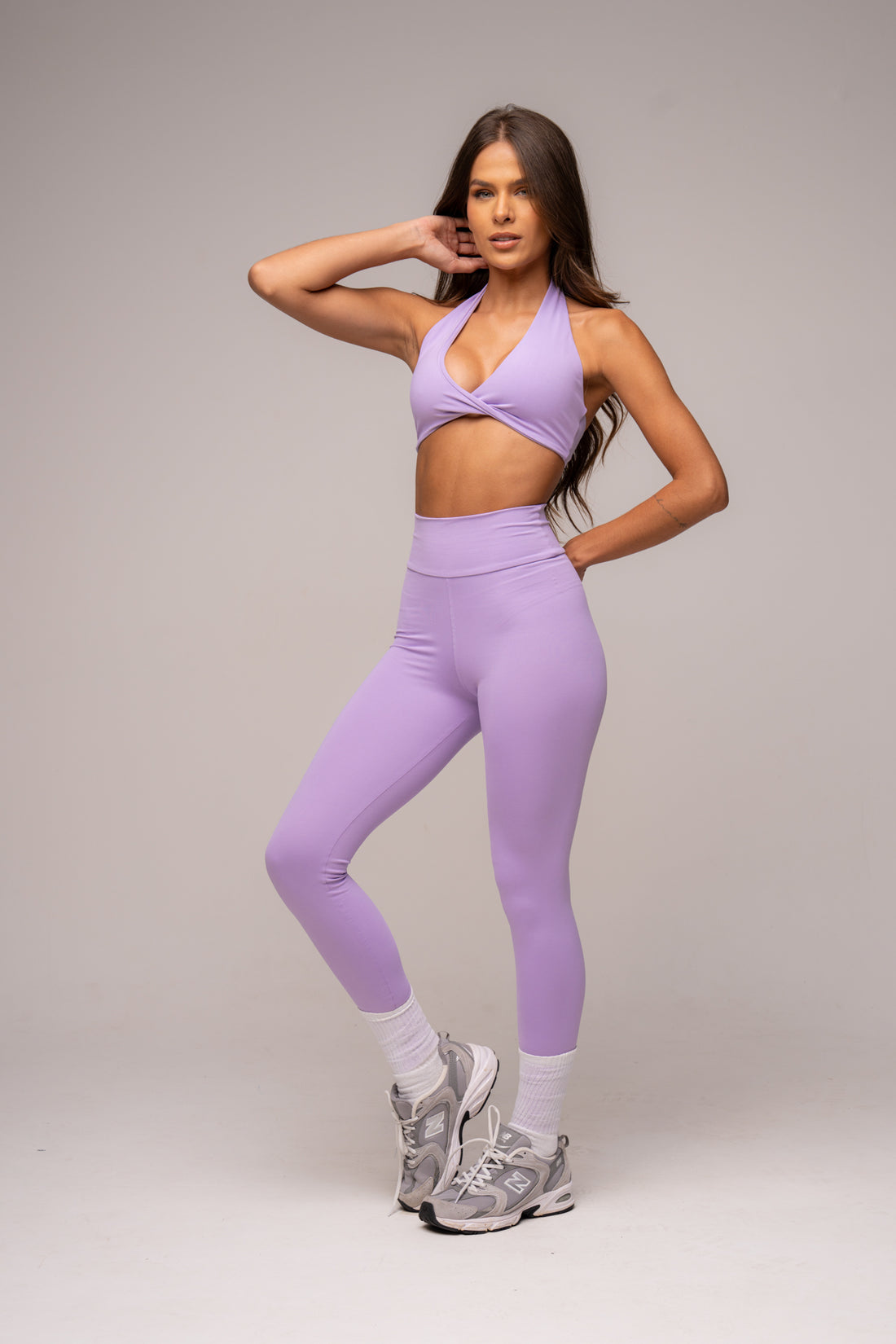 Conjunto Legging e Top Frente Única Player Lavanda