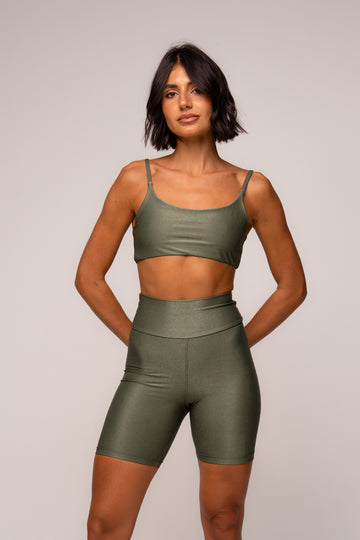 Conjunto Short e Top Faixa Lovers Verde Folha