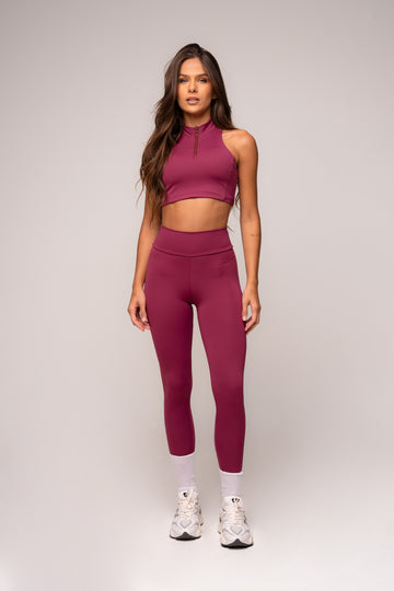 Conjunto Essentials Legging e Top Zíper Malva