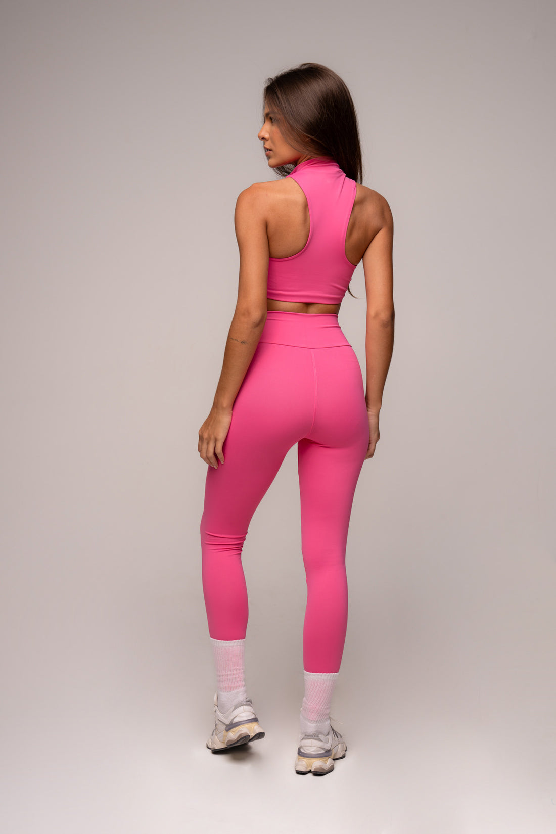 Conjunto Essentials Legging e Top Zíper Rosa