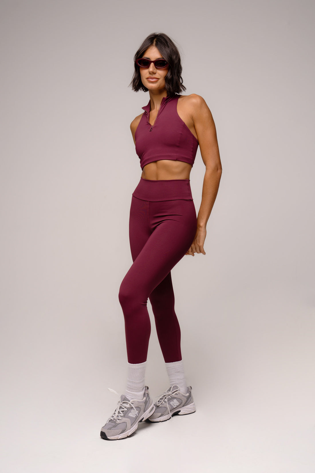 Conjunto Essentials Legging e Top Zíper Marsala