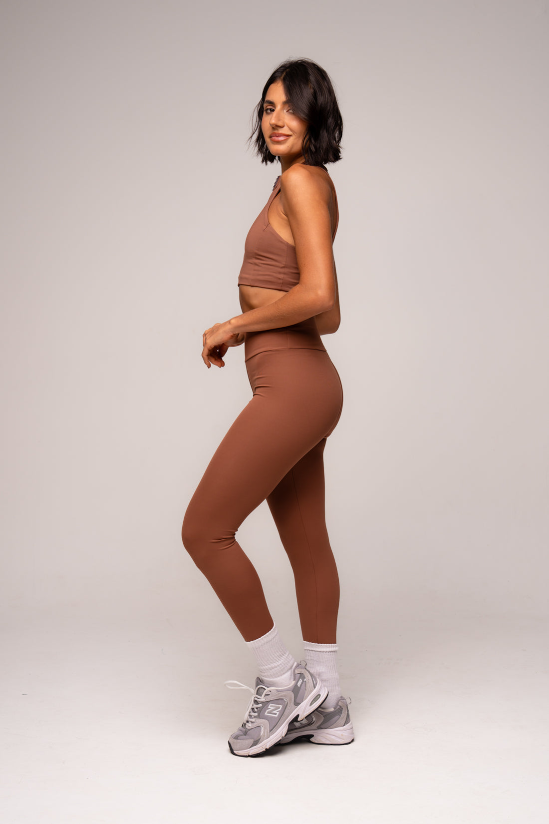 Conjunto Essentials Legging e Top Zíper Chocolate