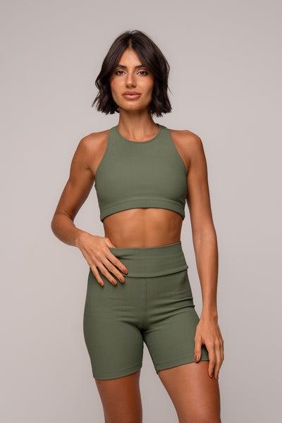 Conjunto Short e Top Nadador Verde Oliva Flow