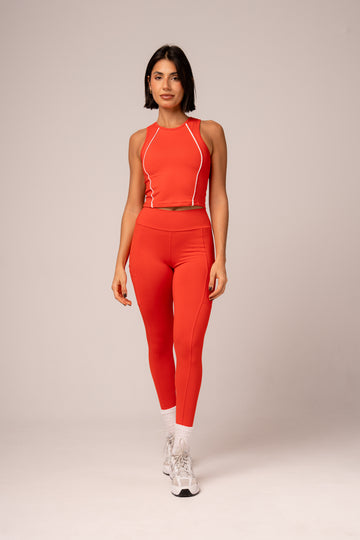Conjunto Legging bolsos e Top Alongado Cosmo Vermelho