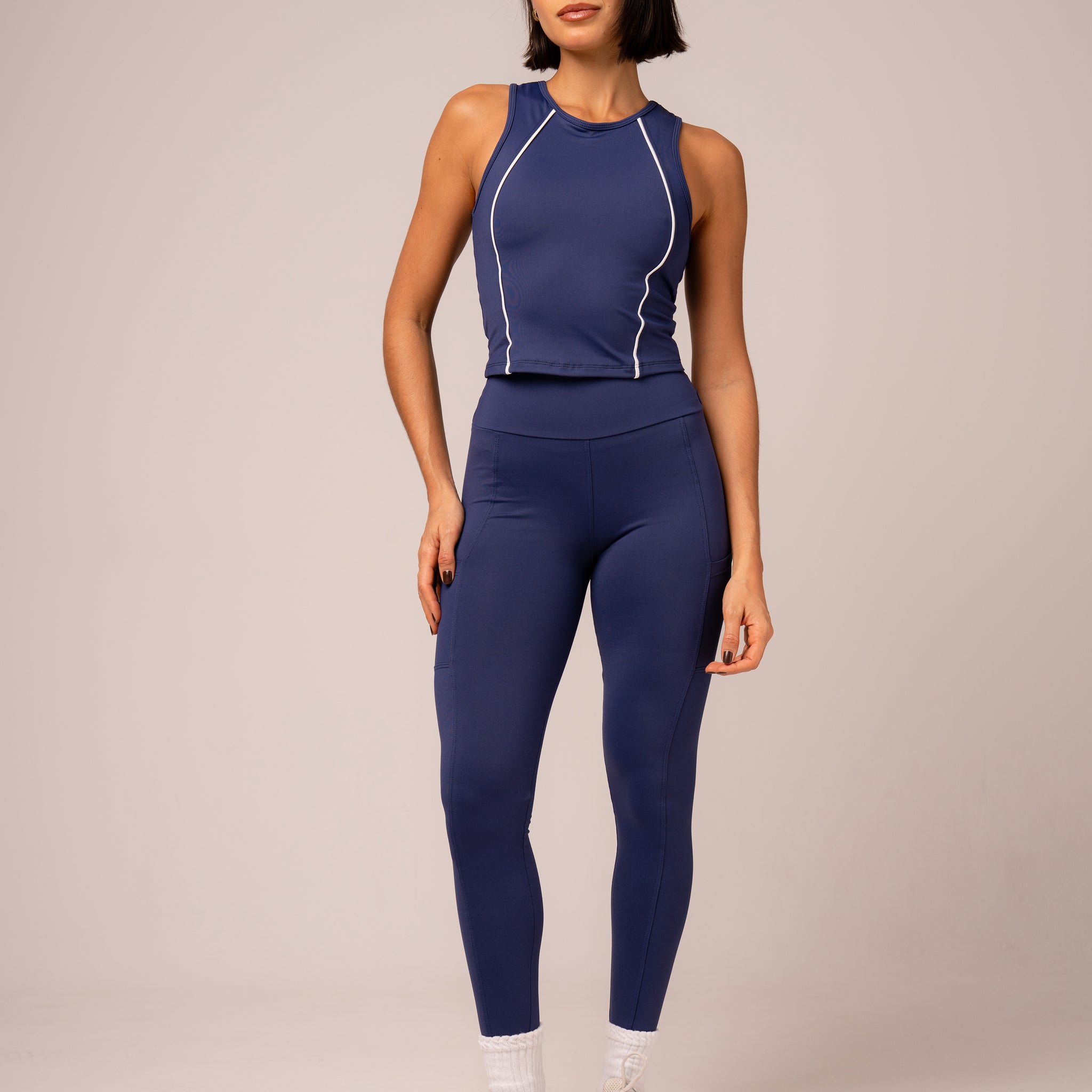 Conjunto Legging bolsos e Top Alongado Cosmo Marinho