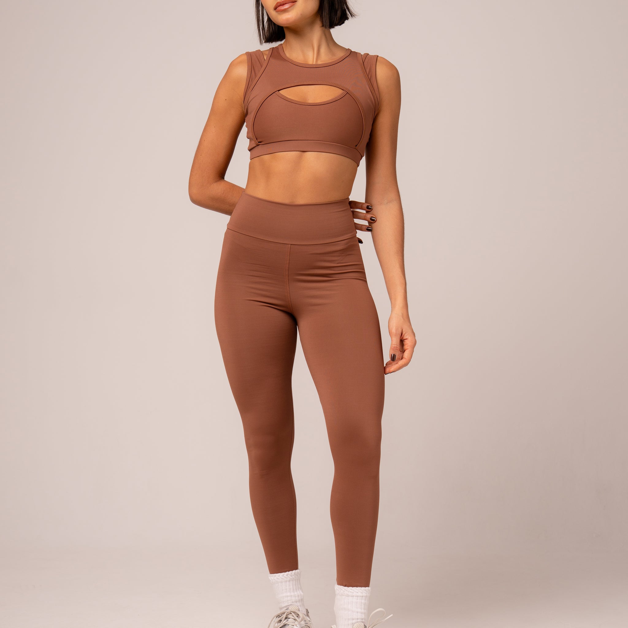 Conjunto Legging e Top Player Caramelo