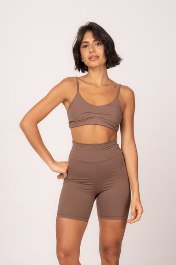 Conjunto Short e Top Fita Essentials Chocolate