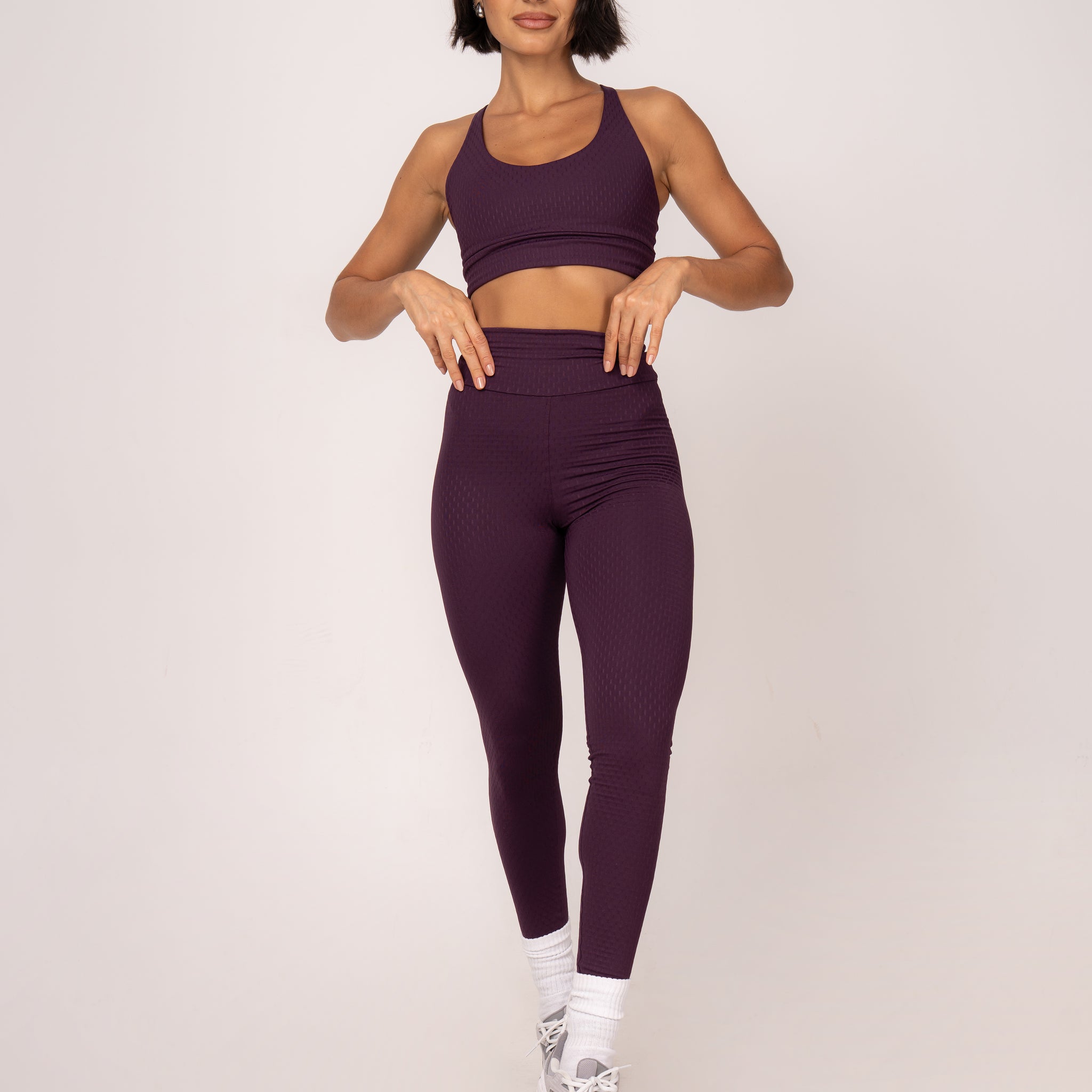 Conjunto Essentials Legging e Top Sense Texturizado Açaí