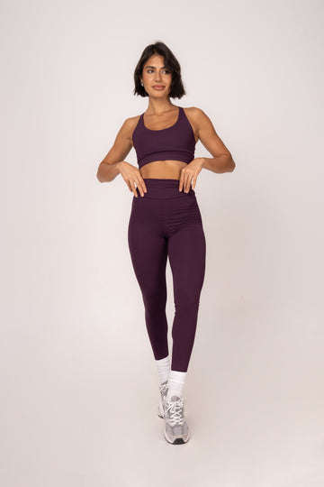 Conjunto Essentials Legging e Top Sense Texturizado Açaí