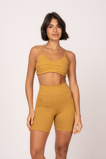 Conjunto Short e Top Fita Essentials Mostarda