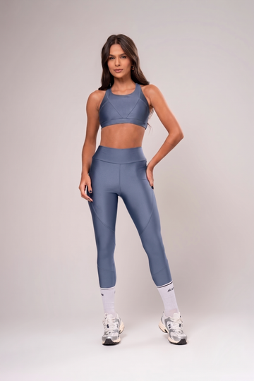 Conjunto Legging e Top Recortes Glow Azul Jeans
