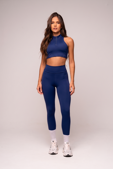 Conjunto Essentials Legging e Top Zíper Marinho