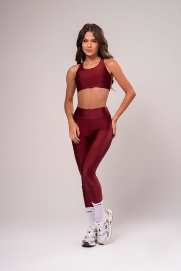 Conjunto Legging e Top Recortes Glow Cereja