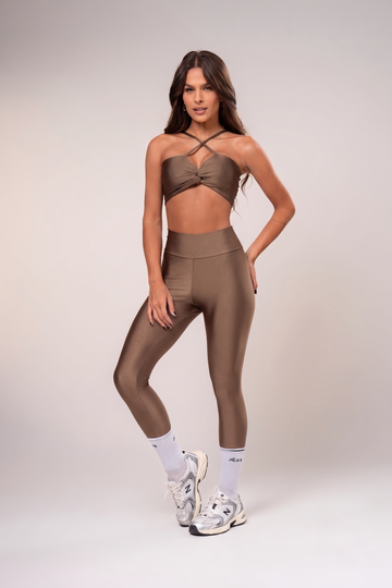 Conjunto Legging e Top Torcido Glow Capuccino