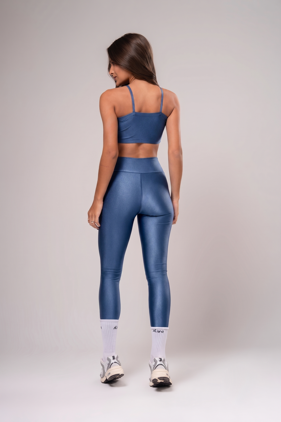 Conjunto Legging e Top Torcido Glow Azul Jeans