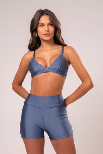 Conjunto Short e Top V Glow Azul Jeans