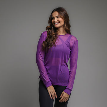 Blusa Tule Manga Longa Violeta